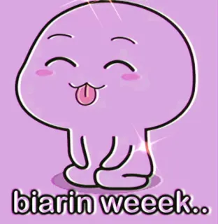 ✨ ff656fbc biarin weeek.. การ์ตูน, น่ารัก, ตลก, ขี้เล่น, สีม่วงไลแลค telegram sticker