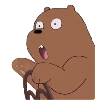 🐼 043a89ec Grizzly Bear We Bare Bears Kreskówka, Niedźwiedź, Zszokowany, Zaskoczony, Animacja, We Bare Bears telegram sticker