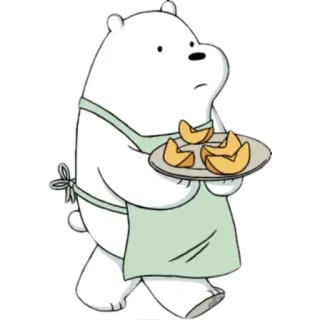🐼 211fd213 Ice Bear We Bare Bears Niedźwiedź lodowy, We Bare Bears, Kreskówka, Niedźwiedź, Fartuch, Gotowanie, Jedzenie telegram sticker