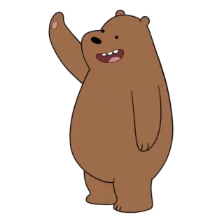 🐼 455814b8 Grizzly Bear We Bare Bears Kreskówka, Niedźwiedź, Pozdrowienie, Machanie, Niedźwiedź brunatny, Machający, We Bare Bears telegram sticker