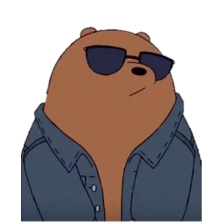 🐼 85379a80 niedźwiedź, kreskówka, okulary przeciwsłoneczne, kurtka, We Bare Bears, animowany, cool telegram sticker
