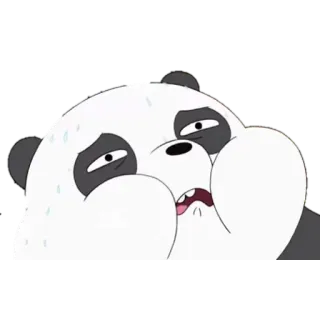 🐼 a5b62b0a Panda We Bare Bears Panda, We Bare Bears, Kreskówka, Wyczerpany, Spocony, Śmieszne, Naklejka telegram sticker