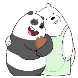 😍 b0a9ad92 Panda, Ice Bear We Bare Bears kreskówka, misie, uścisk, przyjaźń, animowany, słodkie telegram sticker