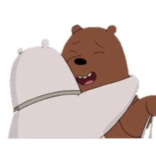 🐼 d2e2d694 We Bare Bears We Bare Bears, Kreskówka, Niedźwiedź, Niedźwiedź polarny, Grizzly, Panda, Przytulanie, Animacja telegram sticker