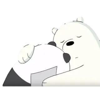 🐼 ec075419 Ice Bear We Bare Bears Kreskówka, Niedźwiedzie, Niedźwiedź polarny, Panda, Przytulanie, Słodki telegram sticker