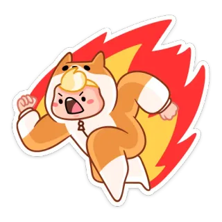 🔥 07f87bf2 만화, 동물, 동물잠옷, 달리기, 귀여운, 화난, 사람, 불 telegram sticker