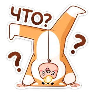 ❓ 6fd44ed1 ЧТО? 질문, 혼란스러움, 거꾸로, 만화, 귀여운, 웃긴, 아기 telegram sticker