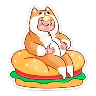 🍔 b0d9bba0 강아지 코스튬, 버거, 웃긴, 만화, 음식, 스티커 telegram sticker
