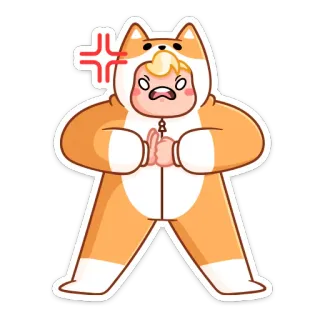 😡 f08e0ee8 화난, 만화, 강아지 옷, 불쾌한, 좌절한 telegram sticker