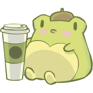 ☕️ bb2d33bd frog, coffee, cute, kawaii, animal, drink telegram sticker