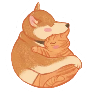 🫶 f55dcbc3 dog, cat, hug, animal, friendship, cute, pet, orange telegram sticker