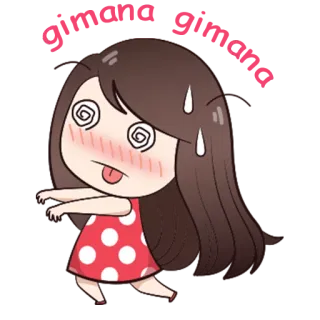 😨 17f15576 dibujo animado, mareado, divertido, chica, personaje, lindo whatsapp sticker