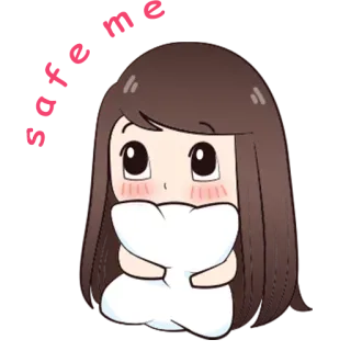 🙄 30565e74 lindo, anime, kawaii, chica, almohada, chibi whatsapp sticker