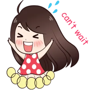 💃 e3229670 dibujo animado, feliz, chica, emocionada, alegre, linda whatsapp sticker