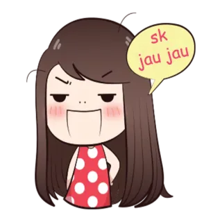 🔪 e7bbe0df sk jau jau dibujos animados, chica, ilustración, bocadillo de diálogo, expresión, lindo whatsapp sticker