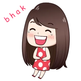 😂 fe7d0ded dibujo animado, chica, riendo, feliz, lindo whatsapp sticker