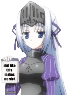 😡 cc95ca87 shit like this makes me sick อนิเมะ, อัศวิน, ผู้หญิง, สติกเกอร์, ตลก telegram sticker
