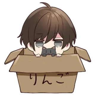 😶 c88ec137 りんご 动漫风格, Q版, 猫, 盒子, 角色, 日式, 卡哇伊, 可爱 telegram sticker