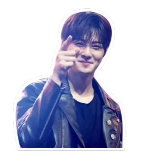 ☺️ 7ed1a934 Person, Mann, Lächeln, Jacke, Zeigen, K-Pop telegram sticker