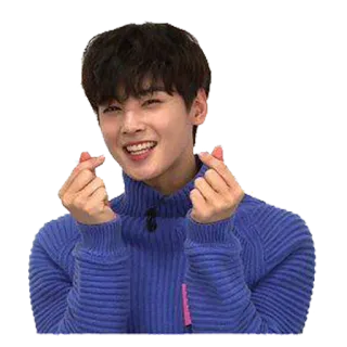 😍 8da28da4 koreanisch, süß, Fingerherz, Liebesgeste, lächelnd, Pullover telegram sticker