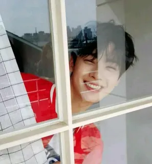 😇 c66aeb56 Mann, Person, lächelnd, Fenster, Porträt telegram sticker