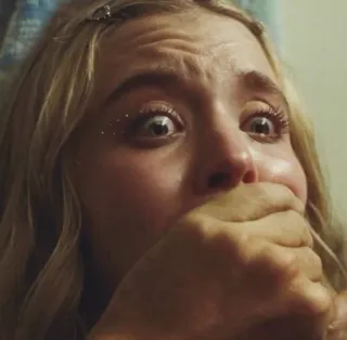 😐 17937dcd panic, fear, shock, woman, blonde, emotional whatsapp sticker