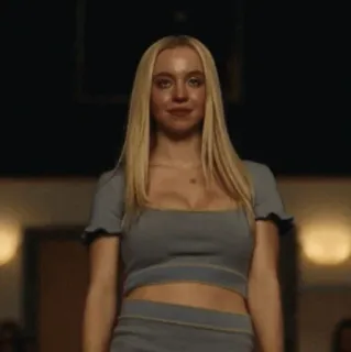 😐 30828c7c woman, blonde, crop top, skirt, portrait whatsapp sticker