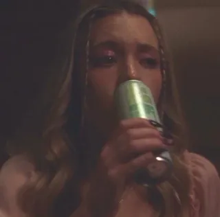 😐 990df99b woman, drinking, can, party, glitter whatsapp sticker