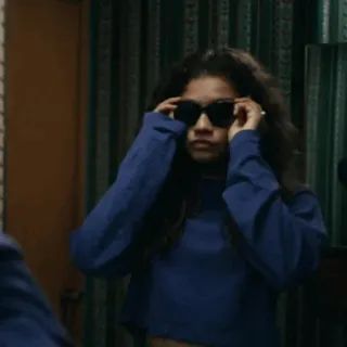 😐 a2516202 woman, sunglasses, portrait, blue sweatshirt whatsapp sticker