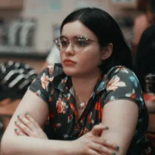 😐 adad1457 woman, glasses, floral shirt, portrait, person, crossed arms whatsapp sticker