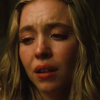 💉 8c8dd5cb vrouw, portret, emotioneel, verdrietig, huilen, make-up, gezicht telegram sticker