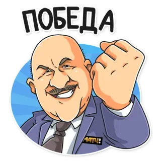 👊 016ea185 ПОБЕДА Sieg, Feier, Erfolg, russisch, Cartoon, Mann, Gewinner whatsapp sticker
