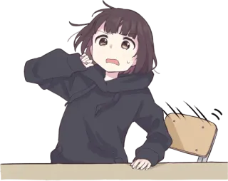 😱 e031ed26 anime, girl, school, kawaii, student, worried telegram sticker