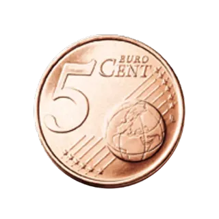 🌱 736a1e62 5 EURO CENT coin, money, euro, cent, currency, Europe telegram sticker
