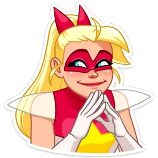😏 96274b72 kartun, pirang, superhero, wanita, topeng, tersenyum, ilustrasi, perempuan telegram sticker