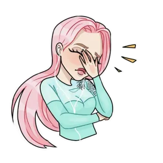 🙈 b7f7208d ผู้หญิง, เอามือกุมหน้า, ผู้หญิง, เศร้า, ผมสีชมพู, อนิเมะ, การ์ตูน telegram sticker