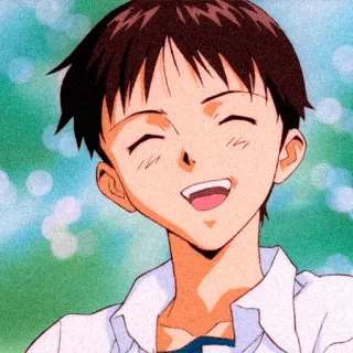 😄 b50c06da Shinji Ikari Neon Genesis Evangelion anime, postać, chłopak, uśmiech telegram sticker