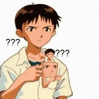 🧐 db928841 Shinji Ikari Neon Genesis Evangelion ??? anime, zdezorientowany, pytanie, rekurencja telegram sticker