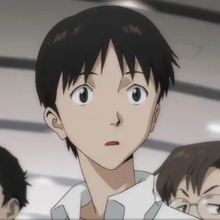 😨 4ceaa7dd Shinji Ikari Neon Genesis Evangelion Anime, Charakter, Junge, Schuluniform, nervös, Evangelion telegram sticker