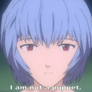📓 3937dc1c Rei Ayanami Neon Genesis Evangelion I am not a puppet. Аниме, Рей Аянами, Евангелион, Кукла, Персонаж telegram sticker