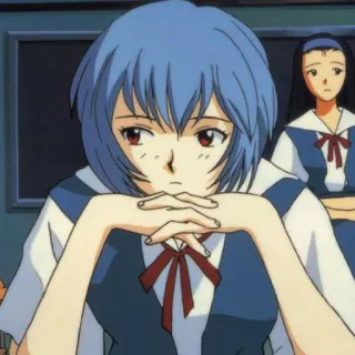 📓 5906a5db Rei Ayanami Neon Genesis Evangelion Аниме, Рей Аянами, Евангелион, голубые волосы, школьная форма telegram sticker