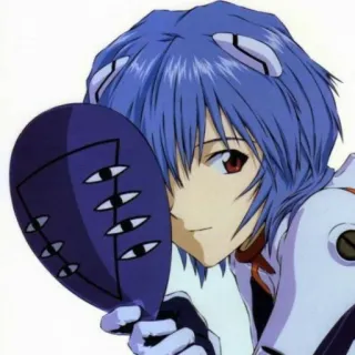 📓 eb3c6b12 Rei Ayanami Neon Genesis Evangelion Аниме, Персонаж, Рей Аянами, Евангелион, голубые волосы, маска telegram sticker