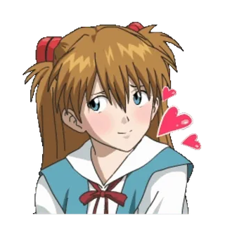 ❤️ f8d9348a Asuka Langley Soryu Neon Genesis Evangelion Anime, Garota, Personagem, Sorriso, Bonito, Corações, Mangá, Retrato whatsapp sticker