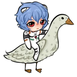 🦆 7077219a Rei Ayanami Neon Genesis Evangelion Аниме, Чиби, Рей Аянами, Евангелион, Гусь, Милый whatsapp sticker