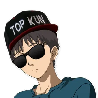😎 33183b32 TOP KUN Anime, Karakter, Kacamata hitam, Topi, Top Kun telegram sticker