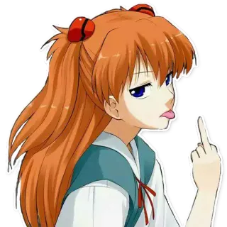 🖕 9bbbebcc Asuka Langley Soryu Neon Genesis Evangelion Asuka Langley, Anime, Stiker, Jari tengah, Lidah, Gadis telegram sticker