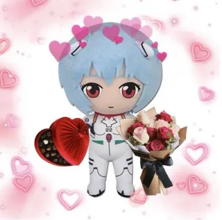 💗 45a81f4a Rei Ayanami Neon Genesis Evangelion Anime, Manga, Rei Ayanami, Evangelion, Valentinstag, Blumen, Schokolade telegram sticker