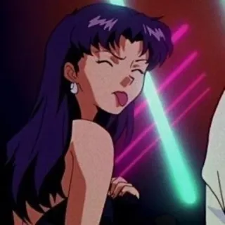 😋 905813af Anime, Frau, Zunge, lila Haare, Party telegram sticker