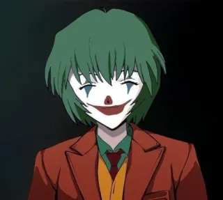 🤡 efe15968 Joker Joker, Clown, Bösewicht, grüne Haare, Lächeln, Cartoon telegram sticker