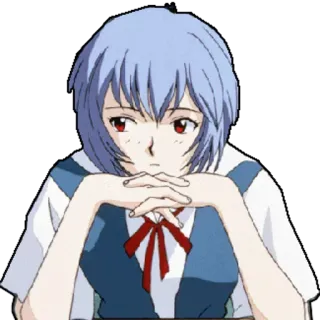 🤔 2da23e6e Rei Ayanami Neon Genesis Evangelion animé, fille, Rei Ayanami, Evangelion, personnage, cheveux bleus whatsapp sticker
